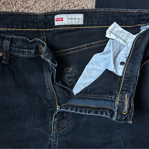 Men’s Wrangler Dark Denim Straight Fit Jeans Size 33x30 |C44 - Picture 4 of 12